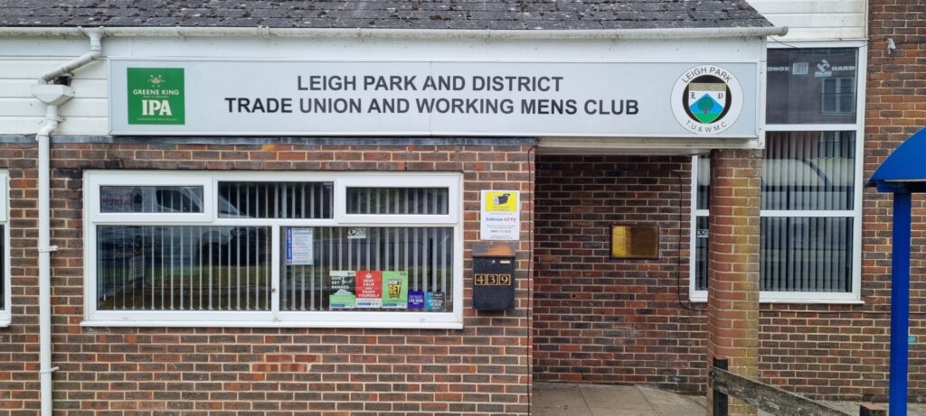 A photo from the outside view showing the entrance to the Leigh Park Social Club.